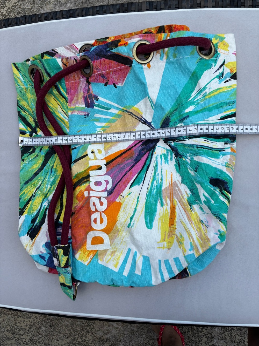 Desigual Multicolor Canvas Drawstring Backpack with Maroon Rope - Picture 4 of 9
